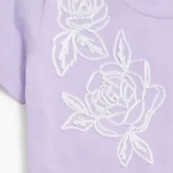 J. Crew Factory Cg033 Purple Embroidered flower graphic tee size M. NWT - Picture 7 of 12